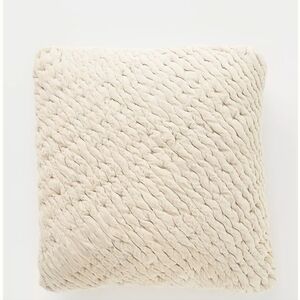 Anthropologie Kantha-stitched Washed Velvet Pillow - light grey/taupe